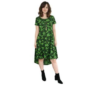 Lularoe Carly Geometric Print Green & Black Short Sleeve Dress Small